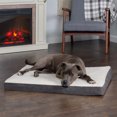 thumbnail image 2 of FurHaven Pet Products Faux Sheepskin & Suede Deluxe Cooling Gel Memory Foam Pet Bed for Dogs & Cats - Gray, Large, 2 of 11