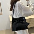 thumbnail image 4 of HUISZJ Bow Shoulder Bag, PU Tote Handbag, Underarm Bag Sling Bag for Work Travel Outdoor (Black), 4 of 7