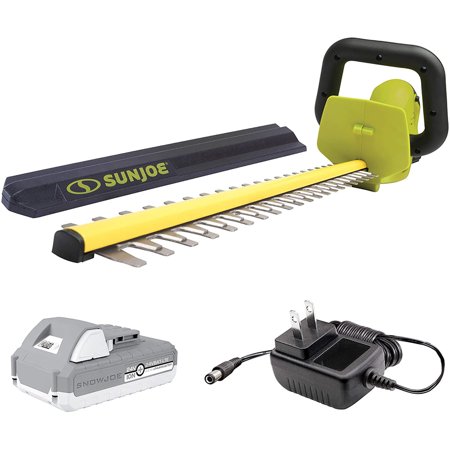 Sun Joe 24V-HT22-LTE Cordless Handheld Dual-Action 22" Blade Hedge Trimmer with Charger (Renewed)