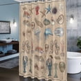 thumbnail image 3 of Marine Life Shower Curtains for Bathroom, Retro Sea Star Jellyfish Lobster Linen Texture Washable Fabric Shower Curtain with Hooks Waterproof Bathroom Decor Sets, 72 x 72 Inches, 3 of 9