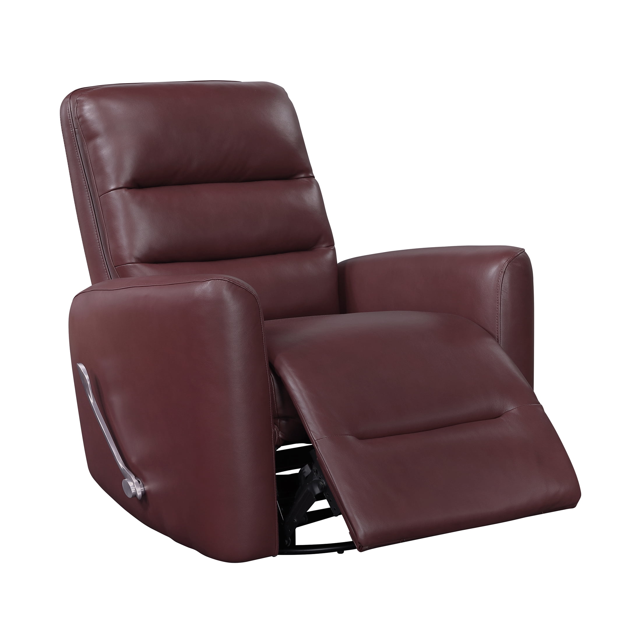 OakvillePark Crestshire Faux Leather Swivel Glider Reclining Chair, Red