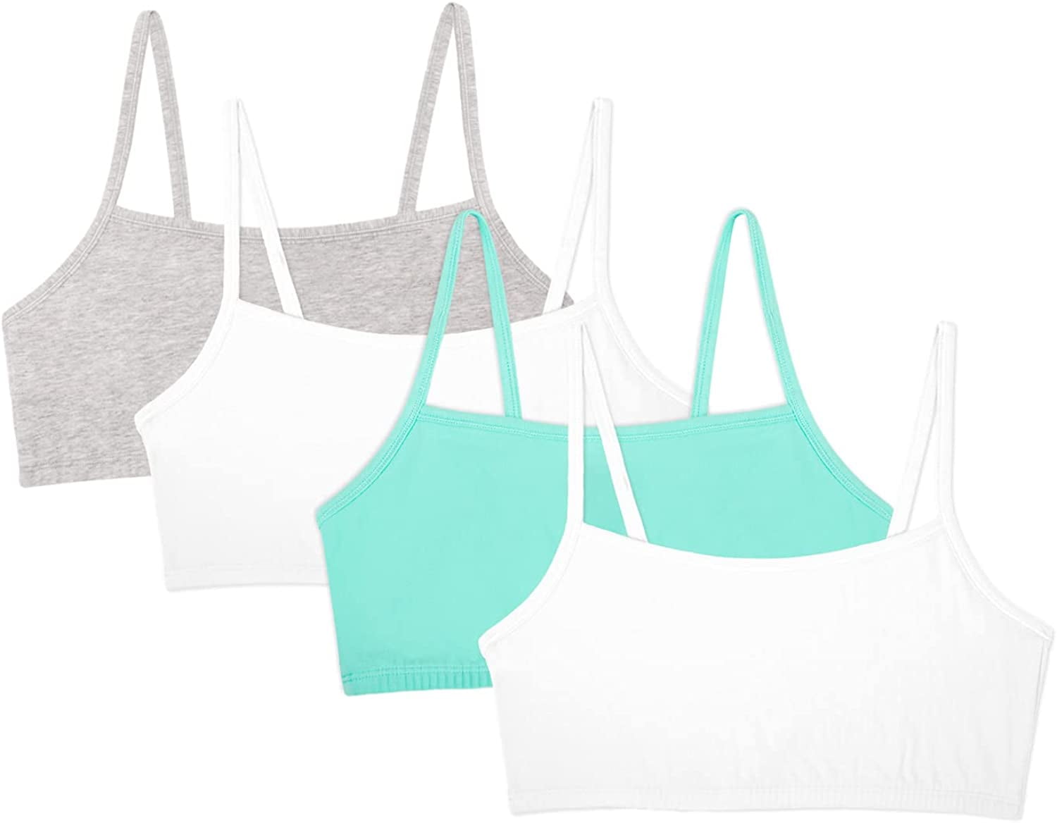 Fruit of the Loom Women's Spaghetti Strap Cotton Pullover Sports Bra, 4 Pack, Style-9036