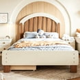 thumbnail image 2 of Bellemave Twin Size Wood Bed Frame with 2 Storage Drawers, Modern Platform Bed with Round Headboard and Sturdy Wooden Slats Support, No Box Spring Required（Beige & Deep Natural), 2 of 8