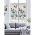 thumbnail image 4 of Non-Adhesive Static Cling Window Tint, Turquoise Floral Window Privacy Film Frosted, Spring Pastoral Flowers Butterfly Beige Insulated Windows Frosted Films for Living room, 35.4 x 78.7 Inches, 4 of 9