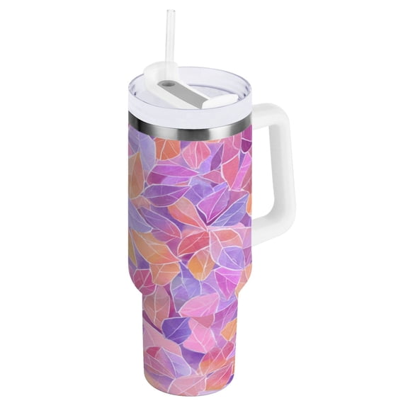 40 oz Insulated Stainless Steel Tumbler Double Wall Stainless Steel Tumbler with 2-Way Drinking Small Colors Shapes