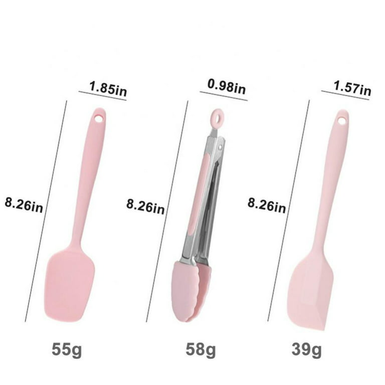 5 Pcs Silicone Kitchen Utensils Set, Cooking Utensils Set with Heat Resistant BPA-Free Silicone Handle Kitchen Tools Set (Pink), Size: 21*2.5~5.5cm/