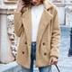 thumbnail image 1 of Puntoco Chaqueta para mujer Chaqueta sólida Botón de bolsillo Cuello vuelto Slim Fit Chaqueta cálida mediana y larga Puntoco Puntoco-825, 1 of 6