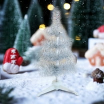 Table Top Christmas Tree,Pre-Lit Christmas Tree Mini Silver Tinsel Pine Christmas Tree with Stand,Small Xmas Tree for Home, Office, Party Decoration, Indoor,Gifts for Christmas Lovers(Silver)