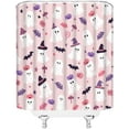 thumbnail image 3 of Halloween Ghost Shower Curtain Cartoon Cute Ghost Pumpkin Bat Stars Funny Holiday Happy Halloween Blush 36x70(WxH) Inches Bathroom Decor Fabric Curtain with Hooks, 3 of 6
