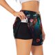 thumbnail image 1 of Balery Colorful Flower Bird Pantalones cortos deportivos para mujer con forro y dos bolsillos, elásticos, para entrenamiento, gimnasio, yoga-Small, 1 of 7