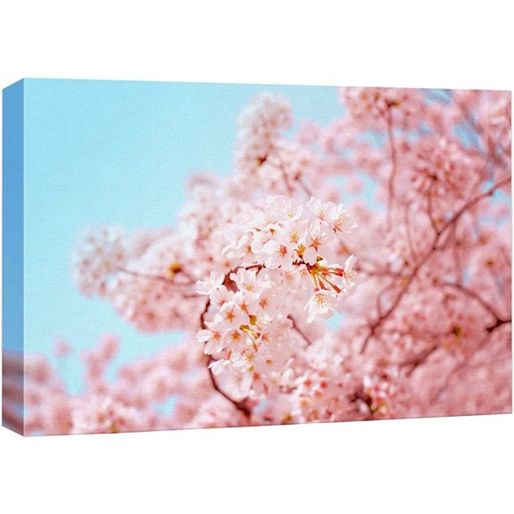 wall26 Canvas Print Wall Art Spring Summer Japanese Cherry Blossoms Nature Floral Photography Realism Botanical Wilderness Zen Rustic Colorful Decorative for Living Room, Bedroom, Office - 32"x4