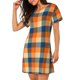 thumbnail image 2 of Disketp Warm Orange Plaid para Camisón Corto de Manga Corta para Mujeres, Camisón Cómodo con Escote Redondo, Bonito y Confortable, 2 of 6