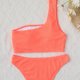 thumbnail image 4 of Conjunto de bikini de mujer Moda Color sólido Un hombro Cintura alta Conjunto de traje de baño de bikini de dos piezas, 4 of 7