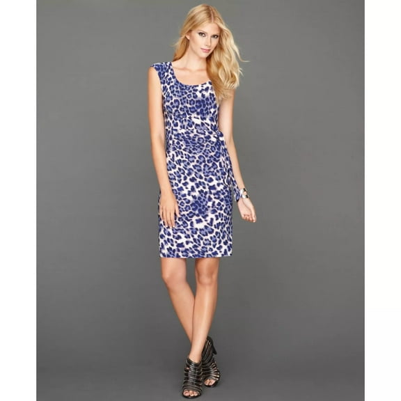 INC International Concept Dress Animal print self tie Blue PL $79