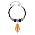 thumbnail image 2 of Delight Jewelry Acrylic Medium Leaf Pearly Orange Grandmother Celtic Knot Leather Bead Bracelet, 7"+2" Extender, 2 of 4