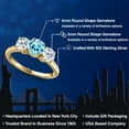 thumbnail image 2 of Gem Stone King 18K Yellow Gold Plated Silver Blue Apatite and White Topaz Engagement Ring for Women | 2.02 Cttw | Round 6MM | Gemstone Birthstone | Size 6, 2 of 6
