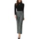 thumbnail image 2 of Pantalones de cuadros de tweed de tiro alto Inspire Chic para mujer, pantalones largos con botón frontal, negro, talla L, 2 of 5