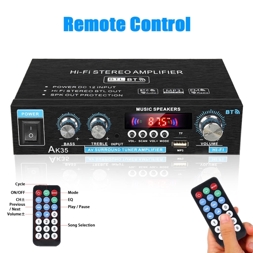 Bluetooth Digital Amplifiers Audio Stereo Receiver,AK35 200W Home 110-240V Bluetooth Bass Audio Power compatible Amplifier, Hifi FM USB Auto Music Subwoofer Speakers Audio Amplifier Receiver
