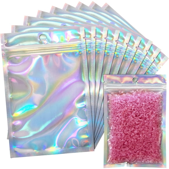 Bolsas holográficas resellables EgticLive, paquete de 100 unidades, 20 x 26 cm