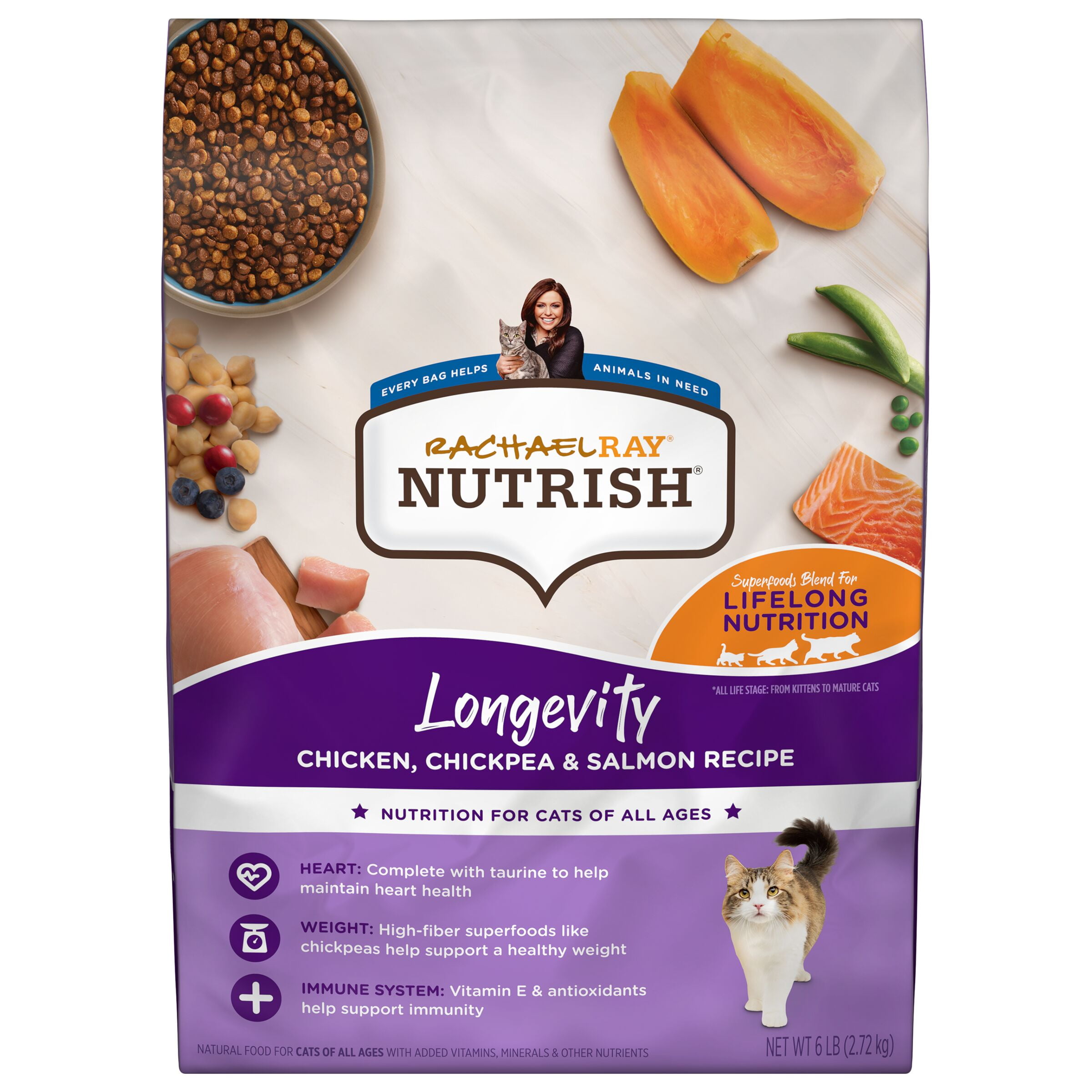Rachael Ray Nutrish Longevity Dry Cat Food, Chicken, Chickpea & Salmon