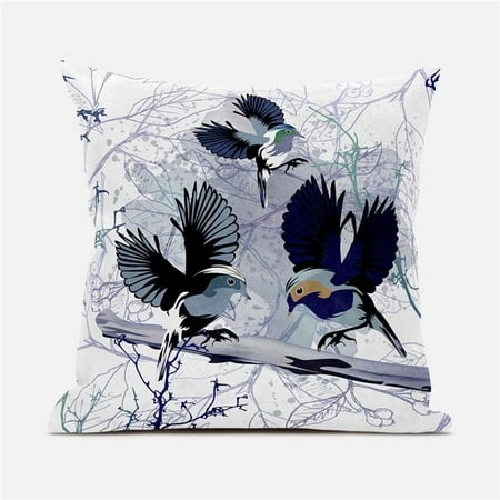 

Amrita Sen Designs CAPL711FSDS-BL-18x18 18 x 18 in. Flying Birds Suede Blown & Closed Pillow - Black & White