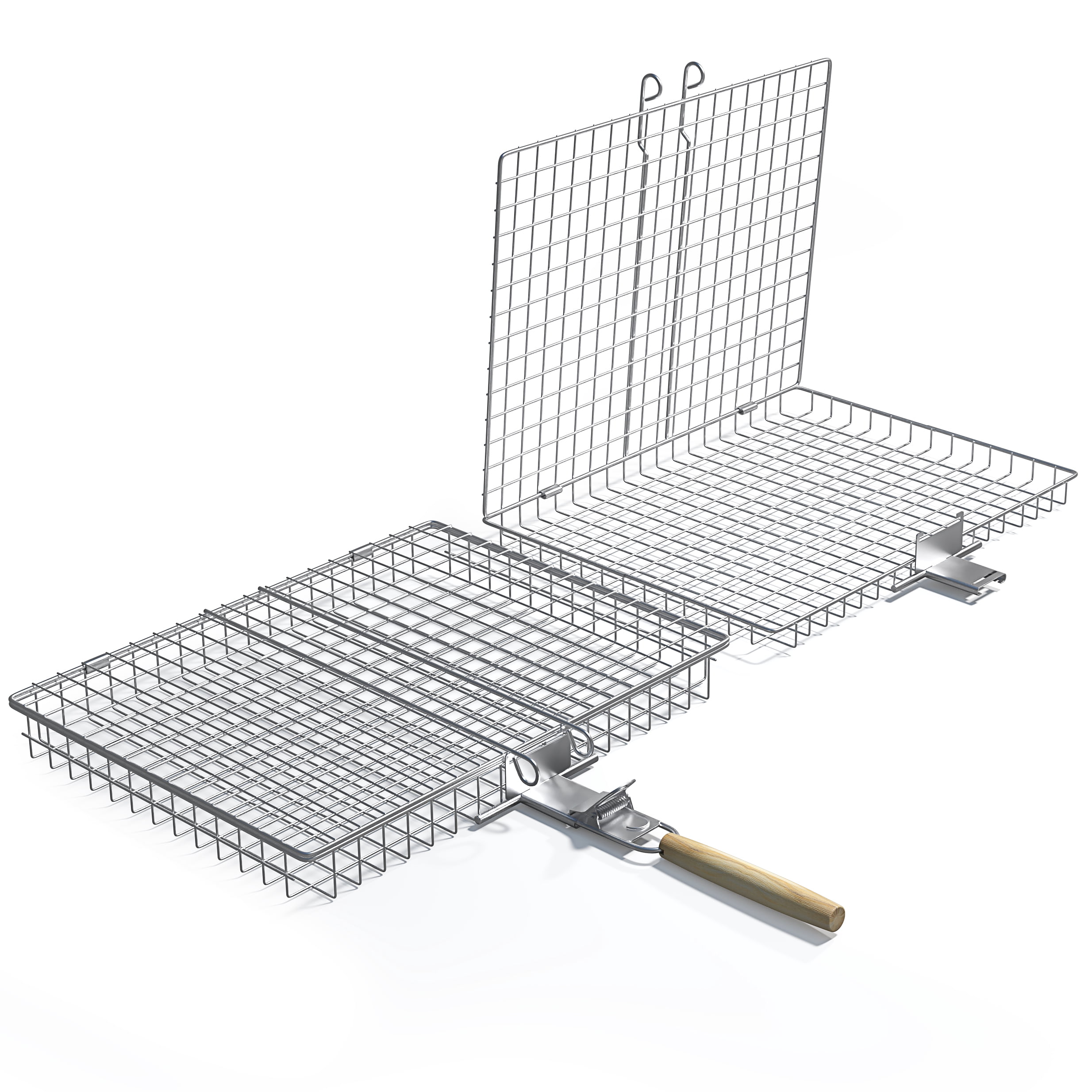 Sorbus 2-Pack Stainless Steel Folding Grill Basket with Handle - for Fish, Shrimp, Veggies, and More