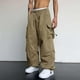 thumbnail image 4 of Pantalones largos para hombre, lisos, informales, con cordón, cintura elástica y bolsillo, pantalones deportivos cargo de poliéster., 4 of 9