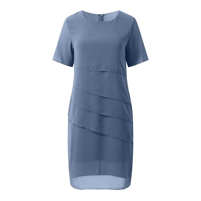 Tshirt Dress Women Summer Chiffon Patchwork Short Sleeve Crewneck  Lightweight Dresses T Shirt Dresses for Women - Walmart.com