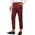thumbnail image 5 of INSPIRE CHIC Plaid Dress Pants for Men's Slim Fit Houndstooth Cropped Pants 34 Red, 5 of 5