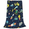 thumbnail image 2 of Honeii Funny Spaceships Print Fleece Blanket - Throw Blanket for Bed, Sofa, Couch, Camping, and Travel , Microplush Ultra Soft Warm Blanket-50"x40", 2 of 7