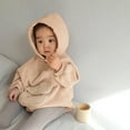 thumbnail image 2 of LUOGENLI Autumn Baptism Outfits for Boys Baby Girls Boys Spring Autumn Warm Thick Pocket Solid Hooded Long Sleeve Romper Bodysuit Clothes Autumn Baptism Outfits for Boys 3T Shorts 0-6 Months, 2 of 9