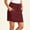 Wine plus size boho skirt a1, variant on Uscallm Women's Plus Size Summer Mini Skirt Solid Casual Boho Tie A-Line Flowy Vacation Beach Party Skirts, Wine 3XL