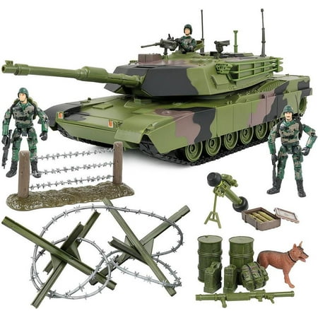 Click N’ Play Military Armored Tank 27 Piece Play Set With Accessories
