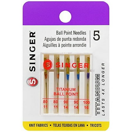 UPC: 0075691048099 | SINGER 04809 Titanium Universal Ball Point Machine Needles for Knit Fabric Assorted Sizes 5-Count