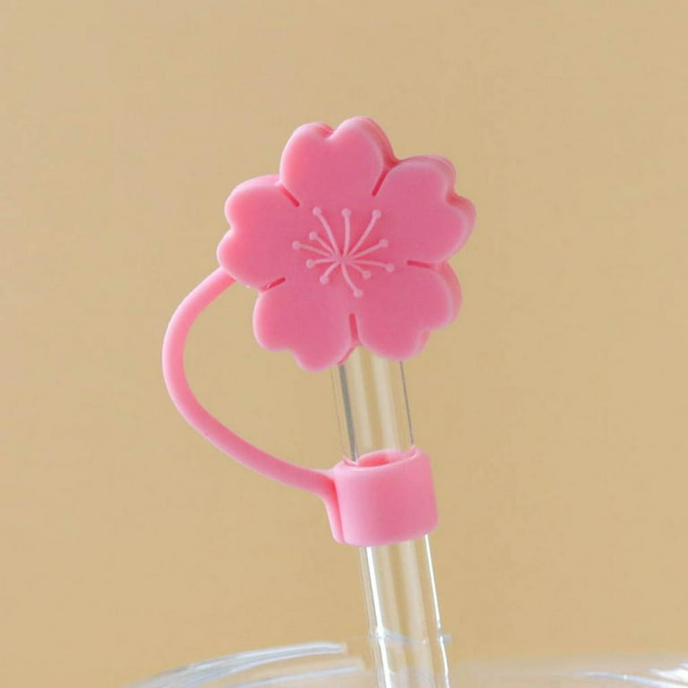 8PCS Silicone Straw Cap Cute Flower Cartoon Dustproof Straw Cap 8