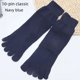 thumbnail image 3 of Calcetines de cinco dedos hasta la mitad de la pantorrilla de algodón y poliéster para hombre, calcetines de punta recta de color negro y gris para las cuatro estaciones, 3 of 5