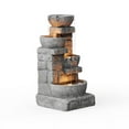 thumbnail image 3 of Teamson Home LED Water Fountain Stacked Stone Tiered Bowl Outdoor Grey, 3 of 5