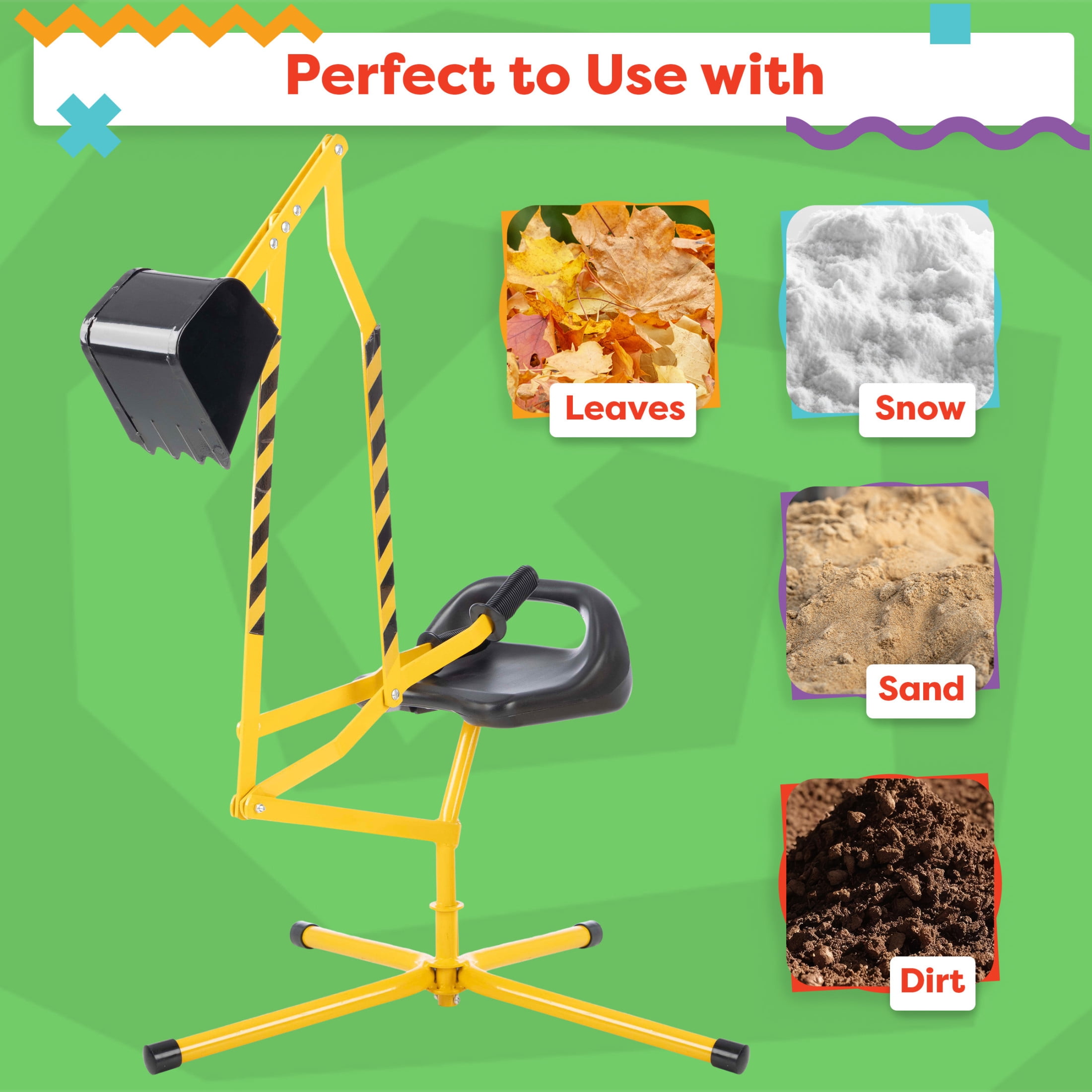 Hey! Play! Ride on Excavator Toy with 360 Degree Rotating Seat (Yellow)