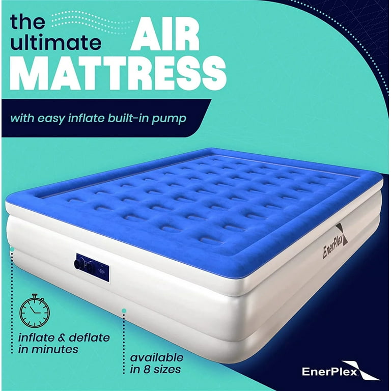 EnerPlex Air Mattress with Built in Pump Double Height Inflatable Mattress for Camping Home Portable Travel King 16 Inch