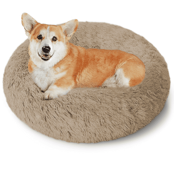 CshidWorld Cama Calmante de 24 Pulgadas para Perros Pequeños, Cama Redonda Suave y Acogedora Anti-ansiedad, Cama Esponjosa Lavable para Perros y Gatos Pequeños y Medianos