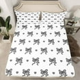 thumbnail image 2 of jejeloiu Cartoon Bowknot Loves Twin Sheet Sets,Black Kawaii Love Bedding For Girl 3pcs, 2 of 7