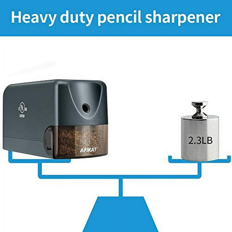 AFMAT Electric Pencil Sharpener Heavy Duty, Classroom Pencil Sharpener for  6.5-8mm No.2/Colored Pencils, UL Listed Professional Pencil Sharpener  w/Stronger Helical Blade, Gray 