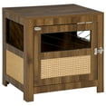 thumbnail image 2 of PawHut Dog Crate Furniture with Cushion, Wooden Dog Kennel End Table with Lockable Door, for Miniature Dogs, Indoor, Walnut, 2 of 9