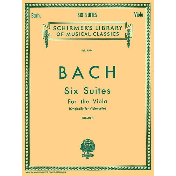 6 Suites: Schirmer Library of Classics Volume 1564 Viola Solo, (Paperback)