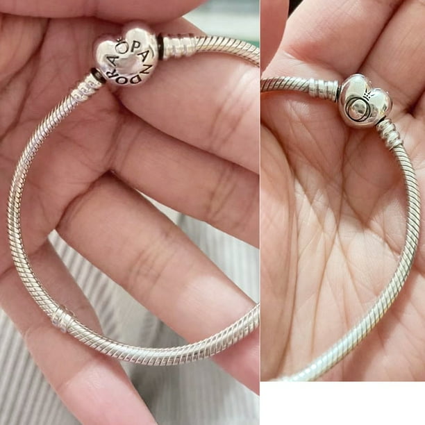 Pulsera Hebilla de Corazón Pandora Cadena de Serpiente Plata 925 Charms