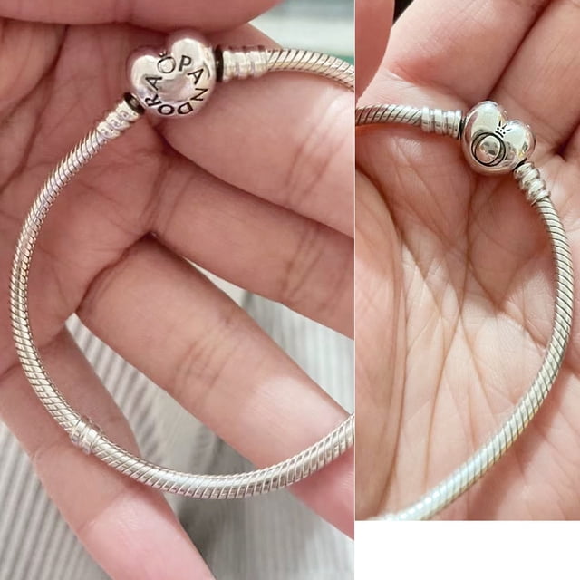 Pulsera Hebilla de Corazón Pandora Cadena de Serpiente Plata 925 Charms