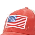 thumbnail image 5 of vigerkar Oversize American Flag Embroidered Washed Trucker Mesh Cap (Orange, One Size）, 5 of 7