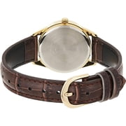 Casio Womens Gold Tone Analog Watch White Dial and Brown Leather Strap -