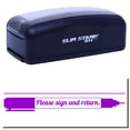 thumbnail image 1 of Large Pre-Inked Please Sign and Return with Pen Stamp, Slim 1854, Ultra Slim Design, Impression Size 1-13/16" by 2-1/2", Up to 25,000 Impressions - Purple Ink, 1 of 10