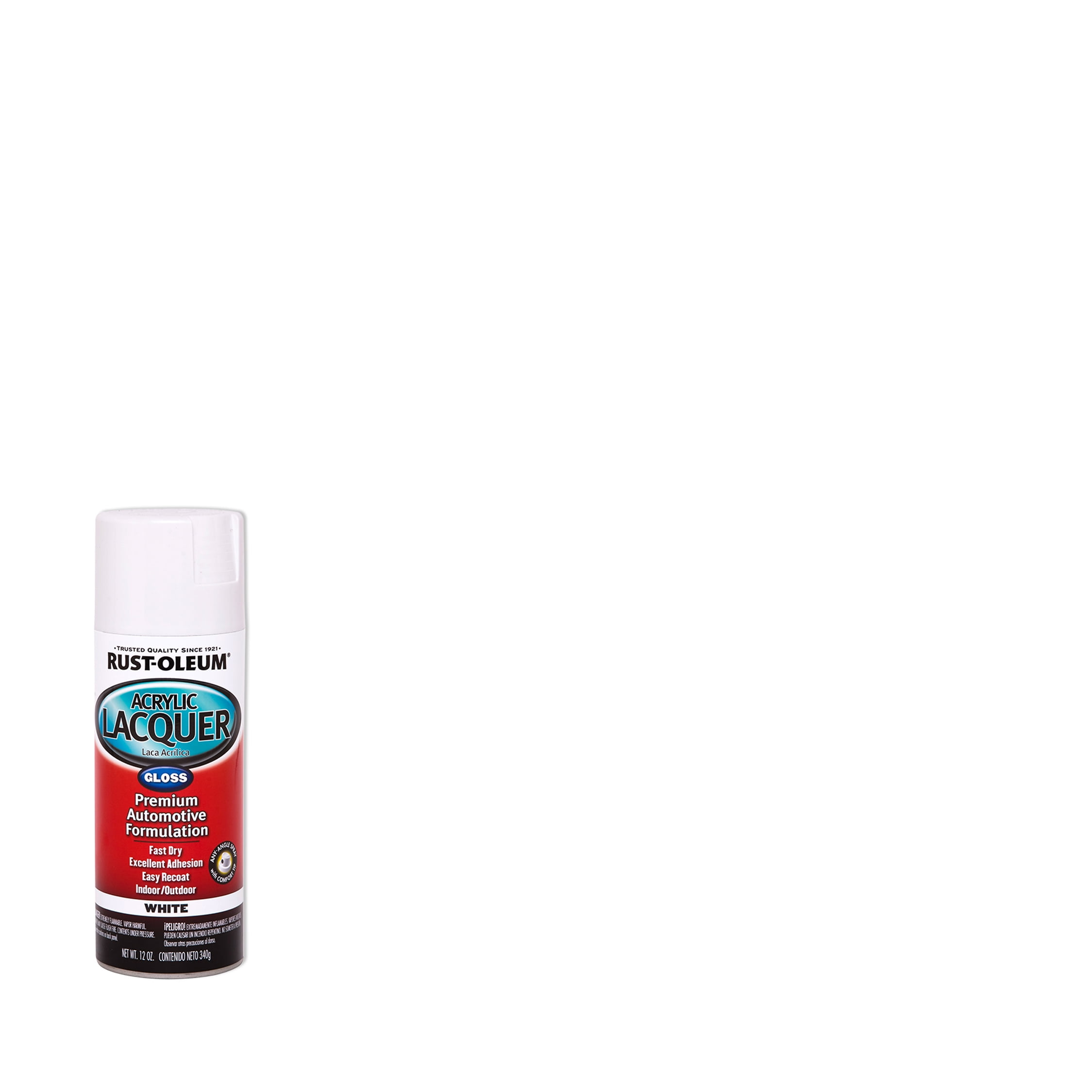 6 Pack, White, Rust-Oleum Automotive Gloss Acrylic Lacquer Spray Paint-253364, 12 oz